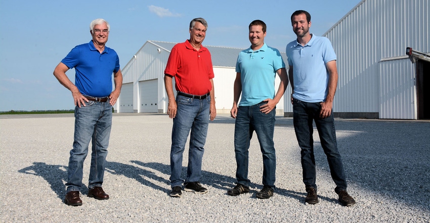 Dan (blue shirt), Kevin (red shirt), Kyle, and Evan Bowman