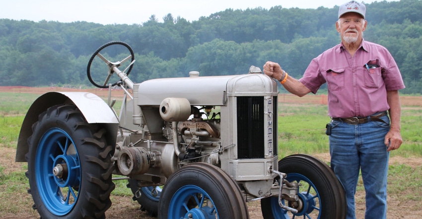 Alton Wedlund with his 10-20 Plymouth tractor Alton Wedlund with his 10-20 Plymouth tractor