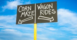corn maze/wagon ride sign