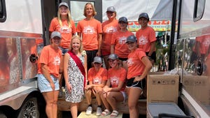 Wisconsin FFA members who worked in the pork booth at the Wisconsin State Fair with Ashley Hagenow