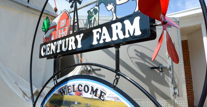 A 3 dimensional, metal sign for Century Farms