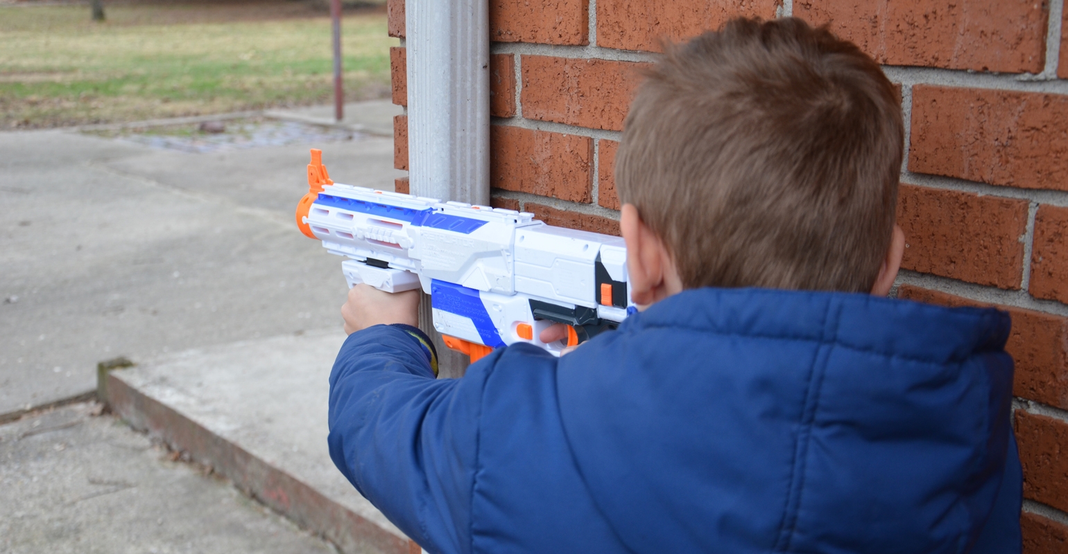 Nerf gun battle brings out the kid in people