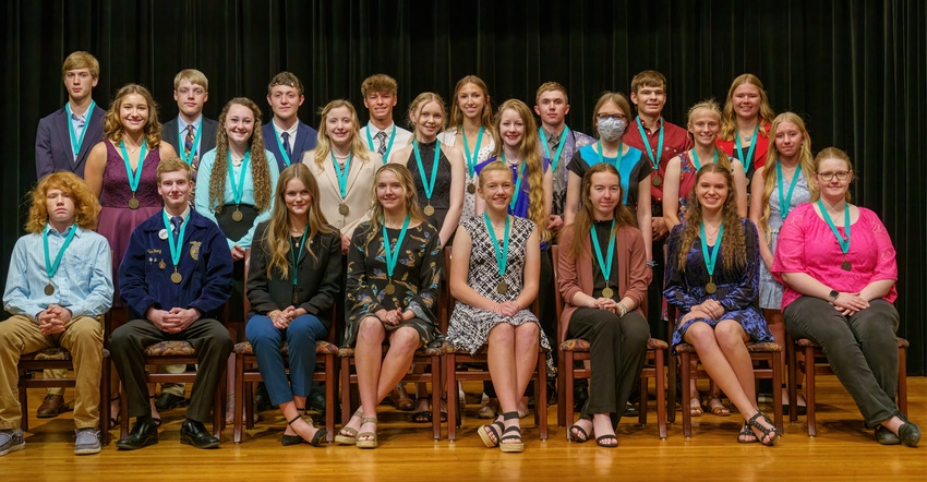 The Kansas 4-H Foundation top achievers in each project area at the Emerald Circle Awards Banquet, Manhattan, Kan., June 2