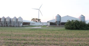 wind turbine on hog farm