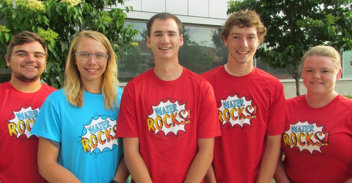 Water Resources interns are (from left) Wyatt Kaldenberg, Taylor Kuehn, Kaleb Baber, Donovan Wildman and Dawn Henderson.