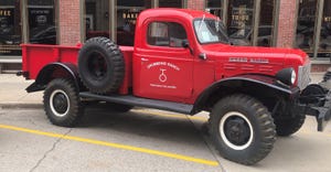 vintage Dodge Power Wagon truck painted red