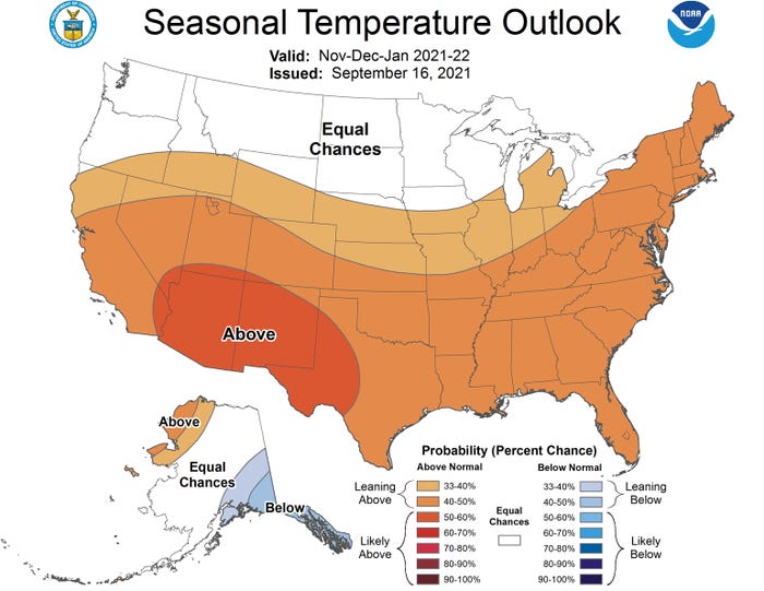 seasonal temperature outlook map