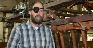 Veterinarian Eric Knock wearing an eye patch