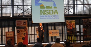 At the annual Nebraska State Dairy Association convention held in late February in Columbus, Governor Pete Ricketts is speaki