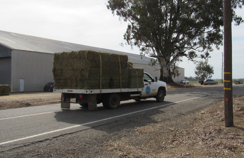 Truck hauling hay