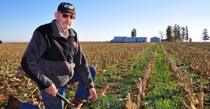 Al Schafbuch in field with no-till and cover crops
