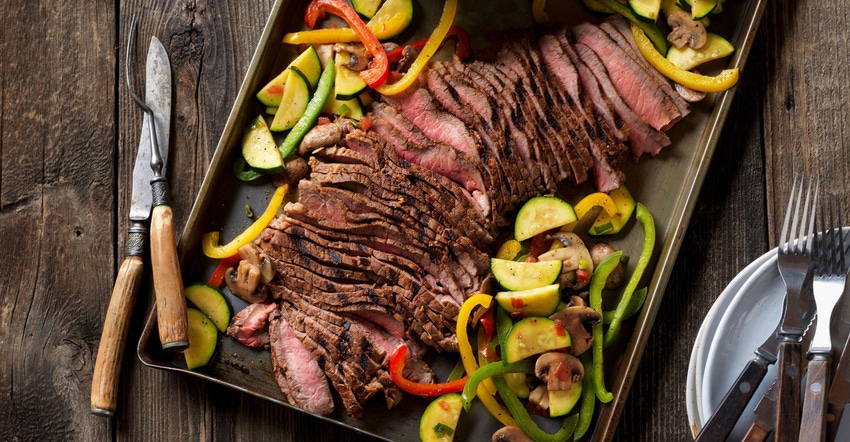 platter of steak and veggies