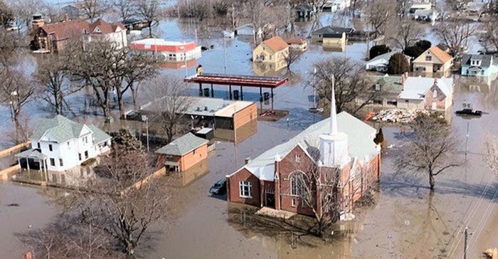 Flooding in Hamburg, Iowa.