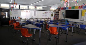 A classroom sits empty at Kent Middle School on April 01, 2020 in Kentfield, California. California Gov. Gavin Newsom announc