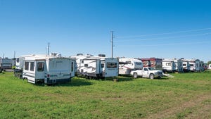 Recreational vehicles parked on a campground
