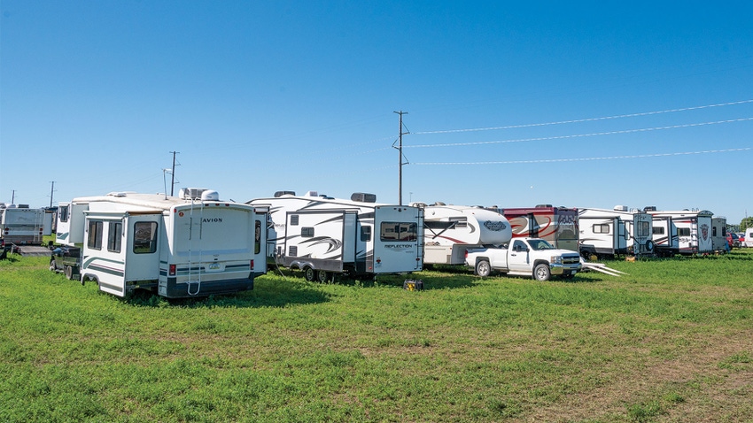 Recreational vehicles parked on a campground