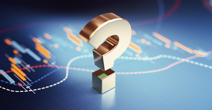 Price chart with large question mark Price chart with large question mark