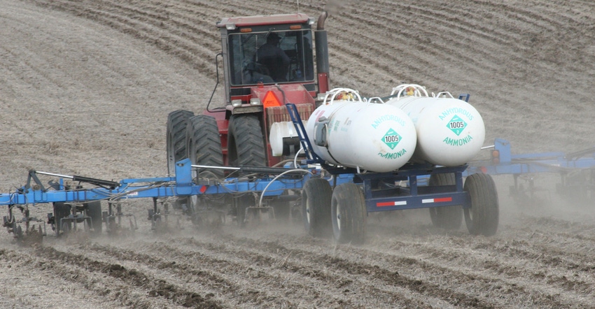 nitrogen being applied in field