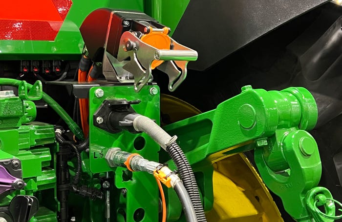 Optional plug on the 8R 410 may be valuable for future implements