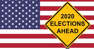 graphic of U.S. flag and 2020 election sign