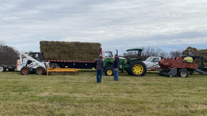 Hay on flat bed 