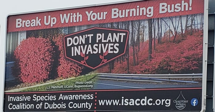 Burning bush billboard in Dubois County, Ind.