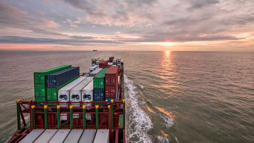 Cargo ship at sea