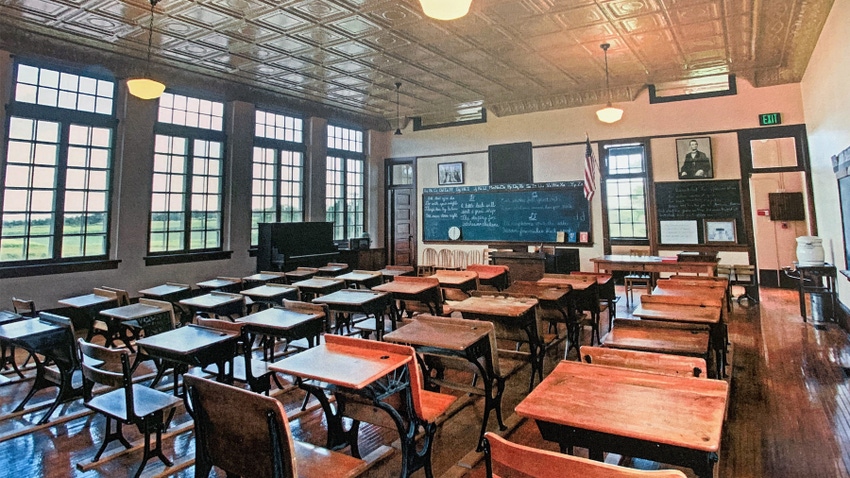 The inside of the Reed School at the Wisconsin Historical Site in Neillsville