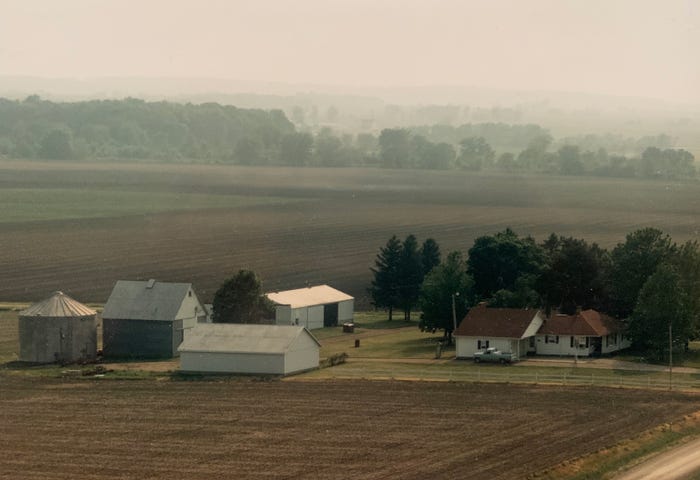 vintage aerial photo of farmstead