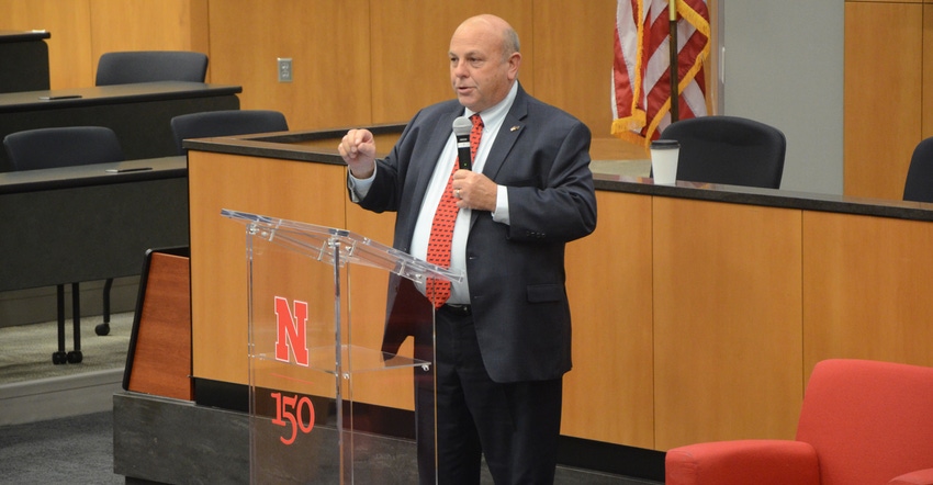 American Farm Bureau President Zippy Duvall speaking at  the international trade conference