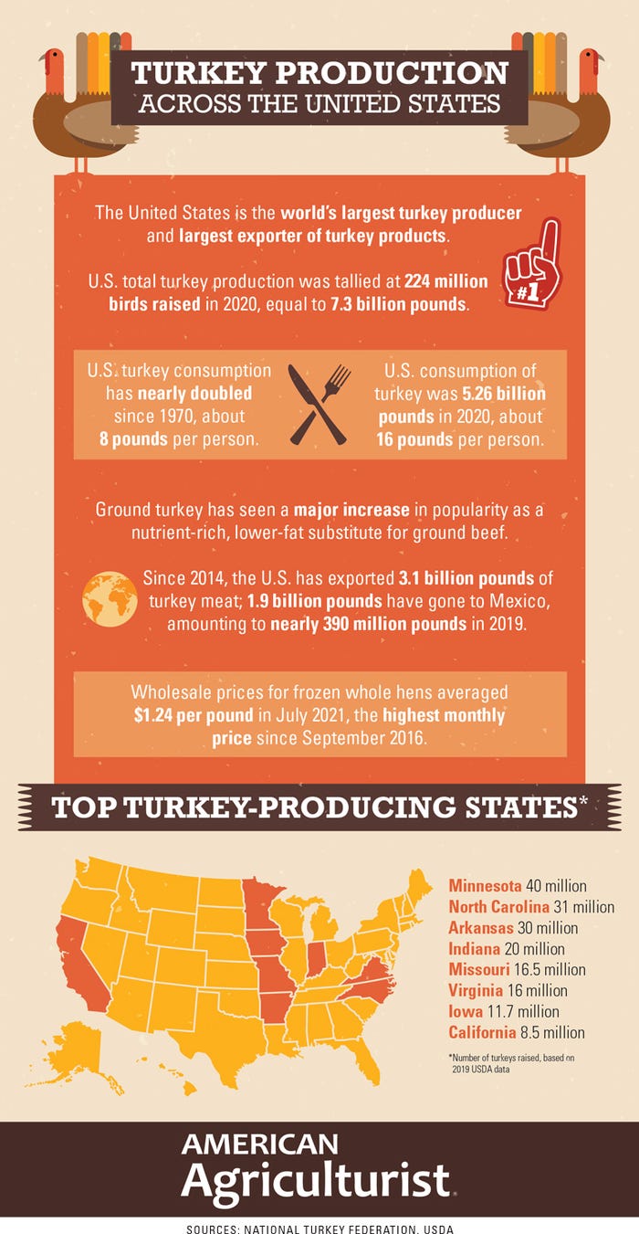 turkey production across the U.S. infographic.