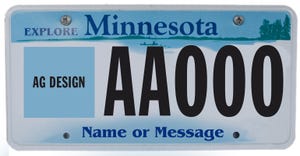 example Minnesota Ag Design license plate