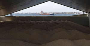 Export ship storing grain