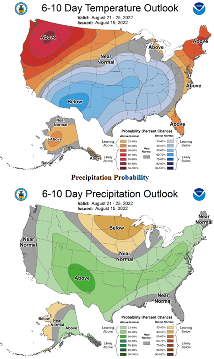 6-10 day precipitation and temperature outlook maps