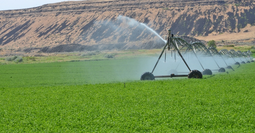 pivot irrigation in green field