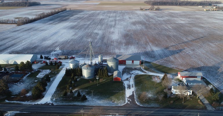 an aerial view of haubenstricker family farm today