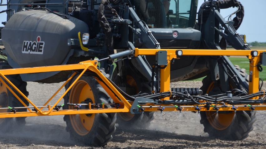 Hagie sprayer applying herbicide