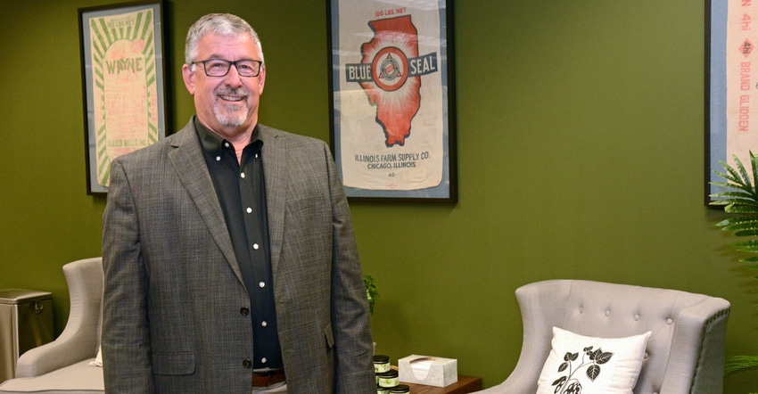 Maple Park, Ill., farmer and chairman of the Illinois Soybean Association Steve Pitstick at ISA's new office in Lombard, Ill.