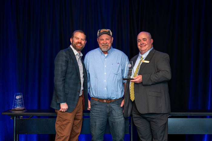 National Wheat Foundation - From left: Chandler Goule, NAWG CEO, Randy Eschenburg, and Bernard Peterson, NWF Chair, and a farmer from Bardstown, Kentucky