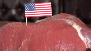 Raw meat with U.S. flag