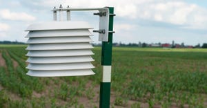 Weather station in farm field