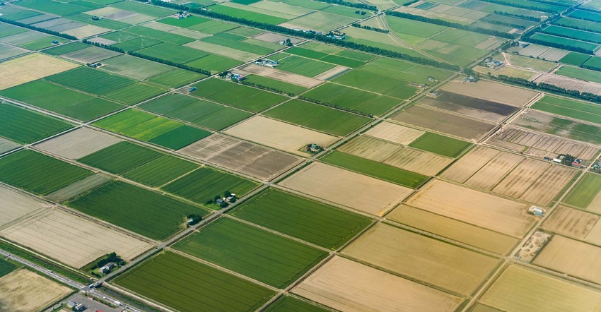 aerial view of farmland