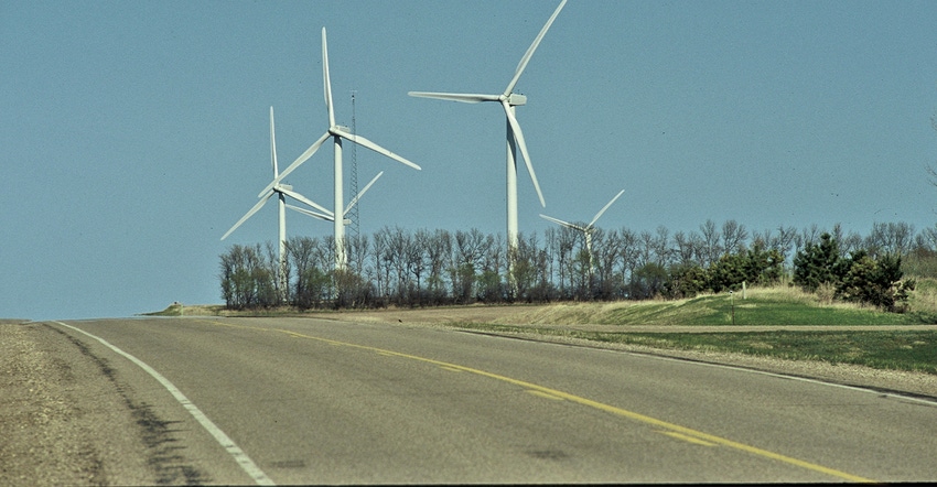 wind turbines near highway