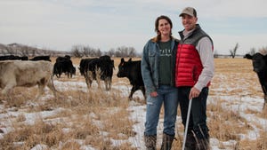 Shawn and Kristy Freeland with some of their cattle