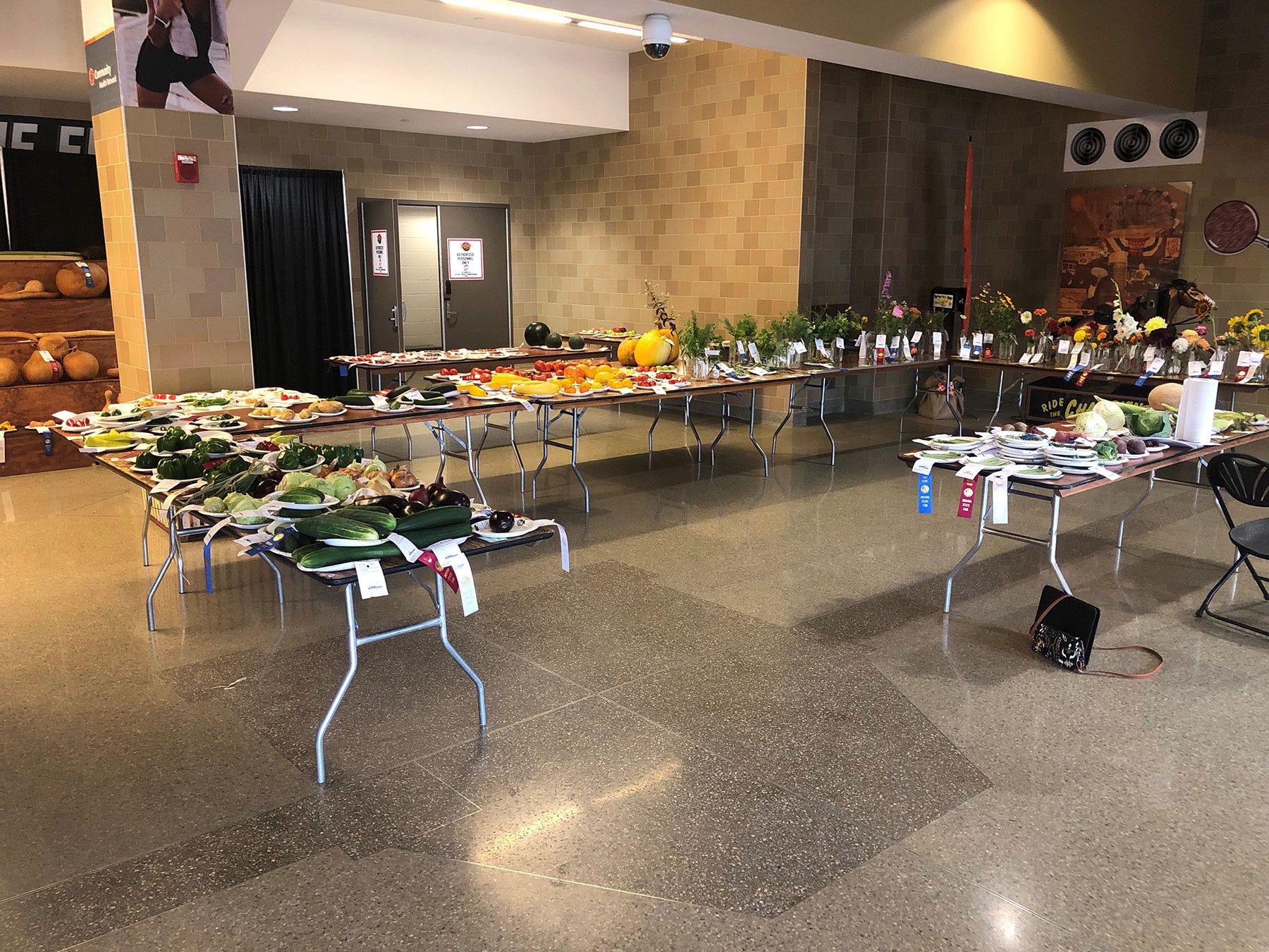 tables holding gardening exhibits inside a room tables holding gardening exhibits inside a room