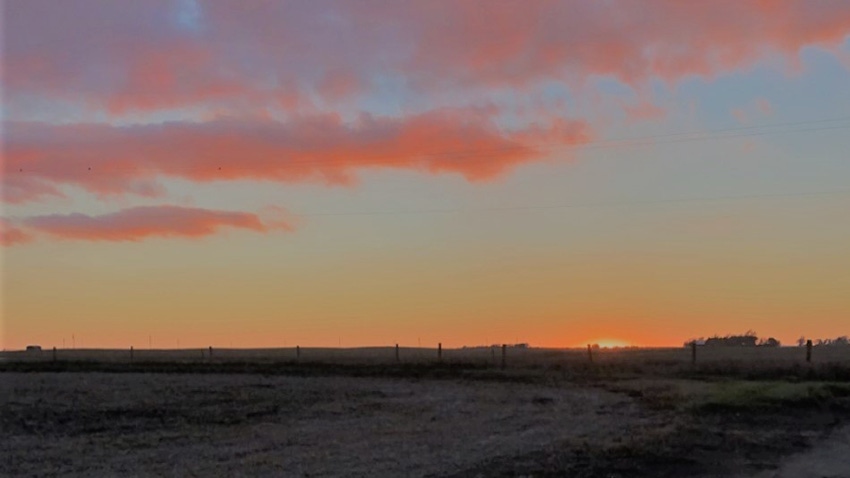 Sunset above field