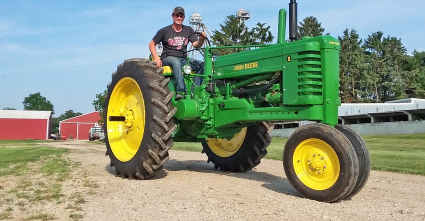 Jake Standal rides restored John Deere B tractor