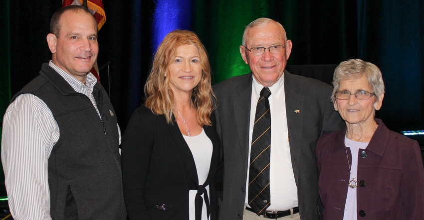 : Everett and Rudy Forkner flanked by their daughter Cindy Wyant and her husband Mike celebrate his induction into the Nation : Everett and Rudy Forkner flanked by their daughter Cindy Wyant and her husband Mike celebrate his induction into the Nation