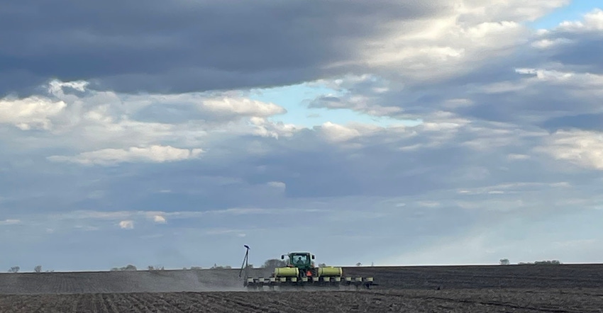 A farmer in southeastern Minnesota plants corn on April 17, 2021.