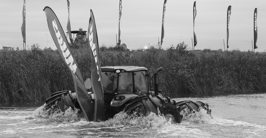 floating tractor at the Farm Progress Show 